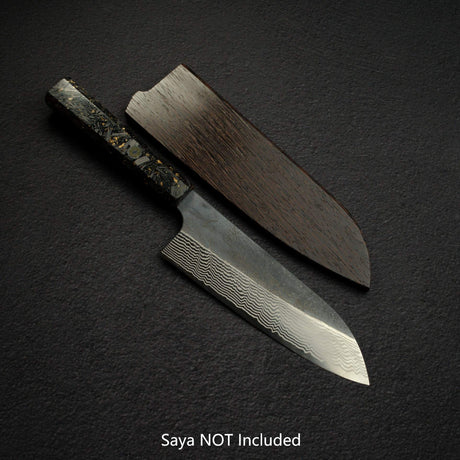 Hatsukokoro Ginsan Kurouchi Damascus Santoku 170mm Carbon Fibre Handle