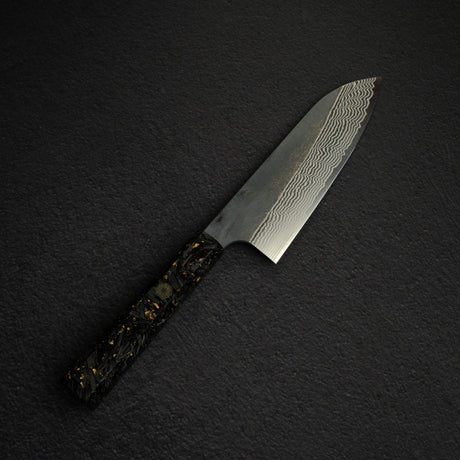 Hatsukokoro Ginsan Kurouchi Damascus Santoku 170mm Carbon Fibre Handle