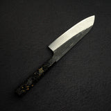 Hatsukokoro Ginsan Kurouchi Damascus Santoku 170mm Carbon Fibre Handle