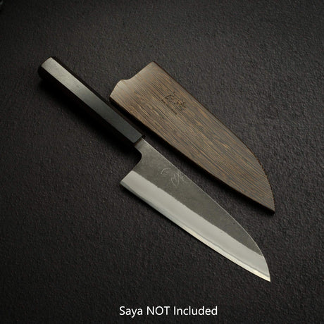 Yoshikane White 2 KU Nashiji Santoku 165mm Stainless Clad Ebony
