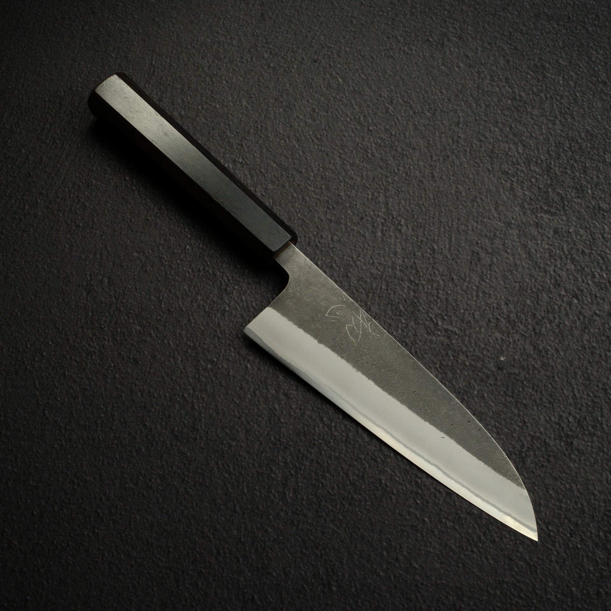 Yoshikane White 2 KU Nashiji Santoku 165mm Stainless Clad Ebony