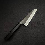 Yoshikane White 2 KU Nashiji Santoku 165mm Stainless Clad Ebony