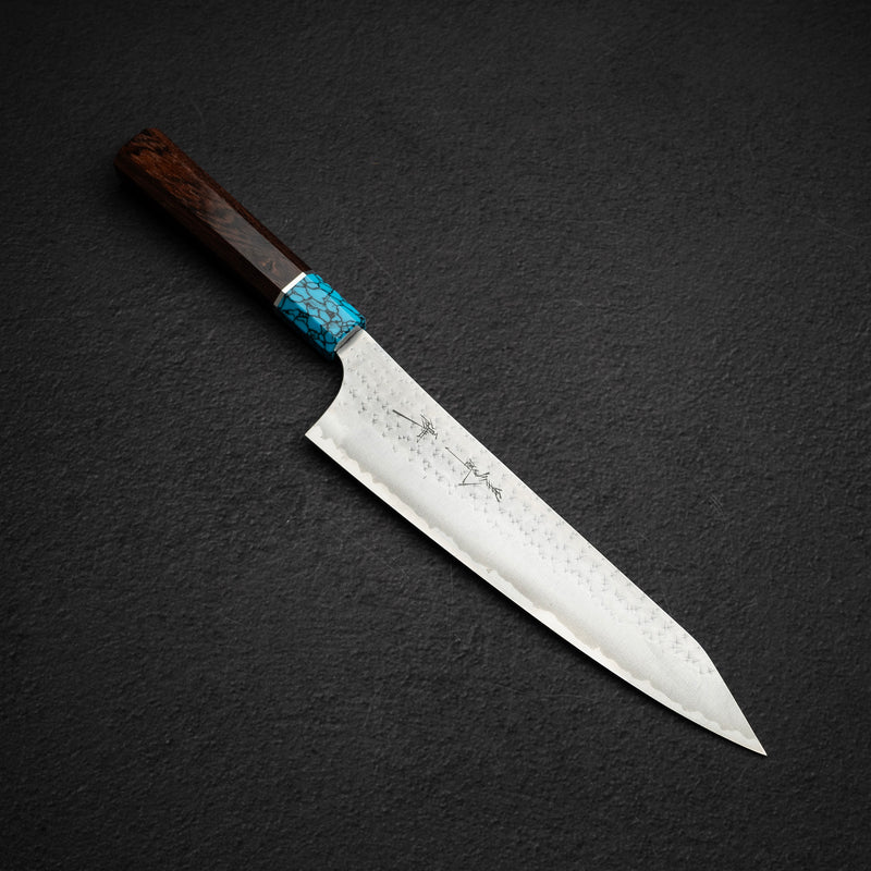 Kurosaki Kokusen Ei AS K tip Gyuto 210mm - Turquoise Ferrule