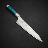 Kurosaki Kokusen Ei Aogami Super K tip Gyuto 240mm Turquoise White Ferrule