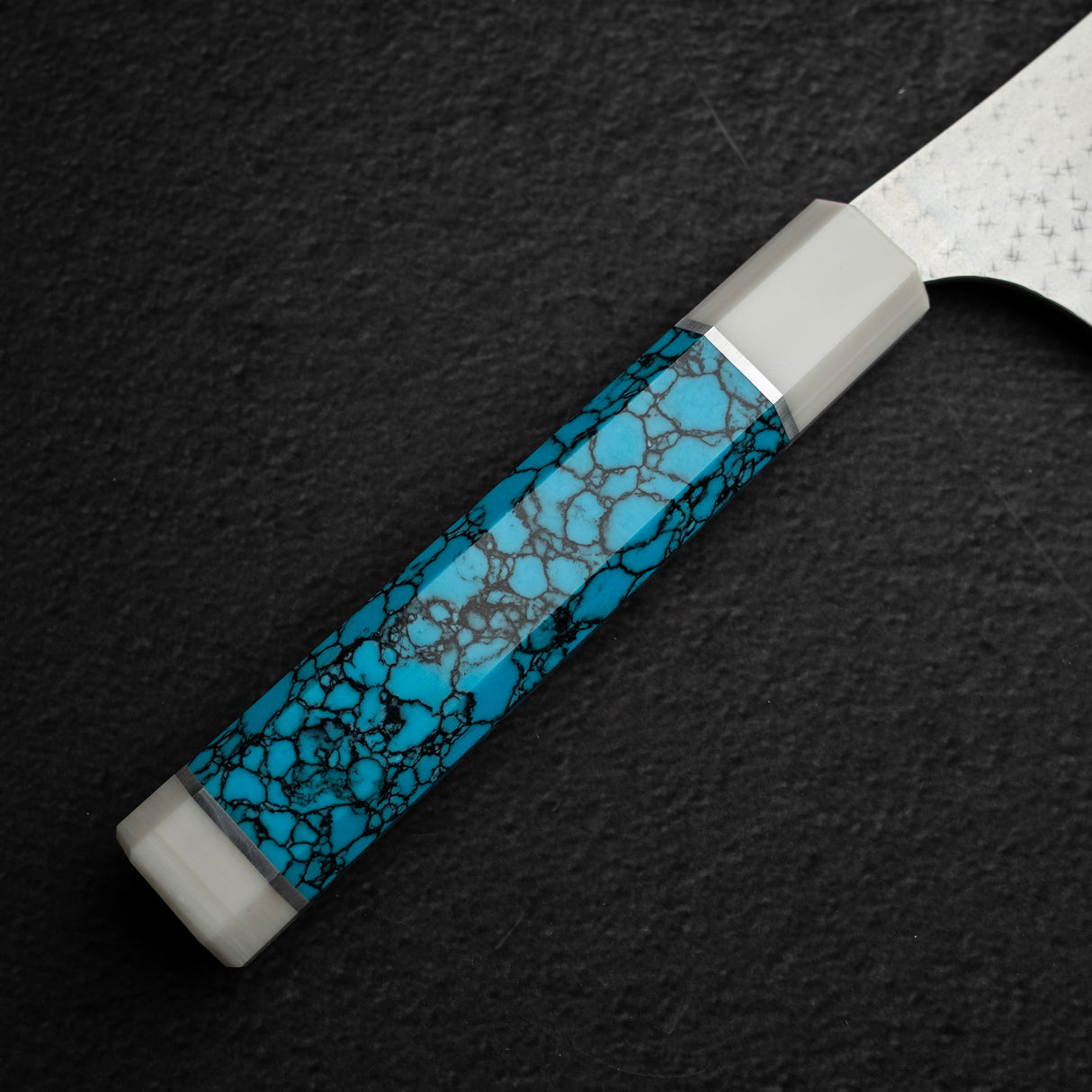 Kurosaki Kokusen Ei Aogami Super K tip Gyuto 240mm Turquoise White Ferrule