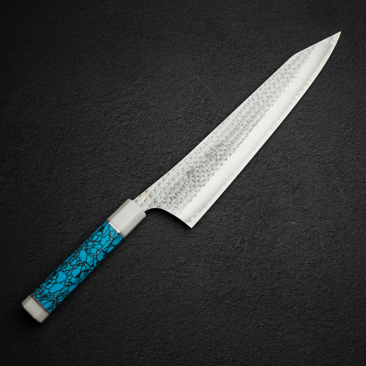 Kurosaki Kokusen Ei Aogami Super K tip Gyuto 270mm Turquoise White Ferrule