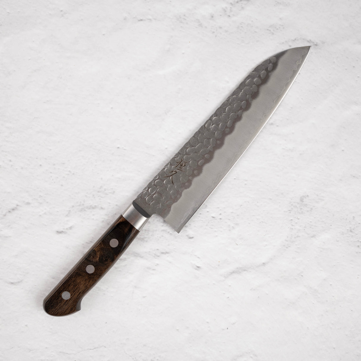Tsunehisa AUS8 Tsuchime Santoku 180 mm Brown Western Handle