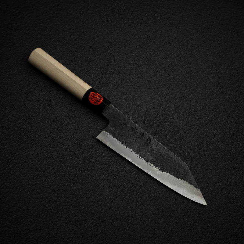 Tanaka Blue 2 Kurouchi Tsuchime Stainless Clad Bunka 165mm Howood Handle