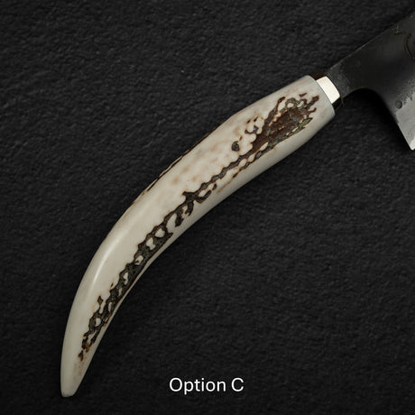 Hatsukokoro Shinkiro Aogami Super Gyuto 240mm Damascus Kurouchi Stag Handle