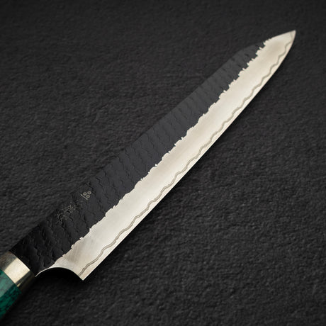 Nigara SG2 Kurouchi Tsuchime K-Tip Sujihiki 255mm Green Turquoise