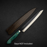 Nigara SG2 Kurouchi Tsuchime K-Tip Sujihiki 255mm Green Turquoise