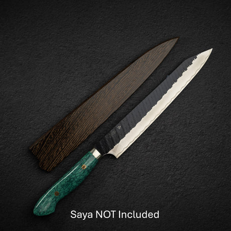 Nigara SG2 Kurouchi Tsuchime K-Tip Sujihiki 255mm Green Turquoise