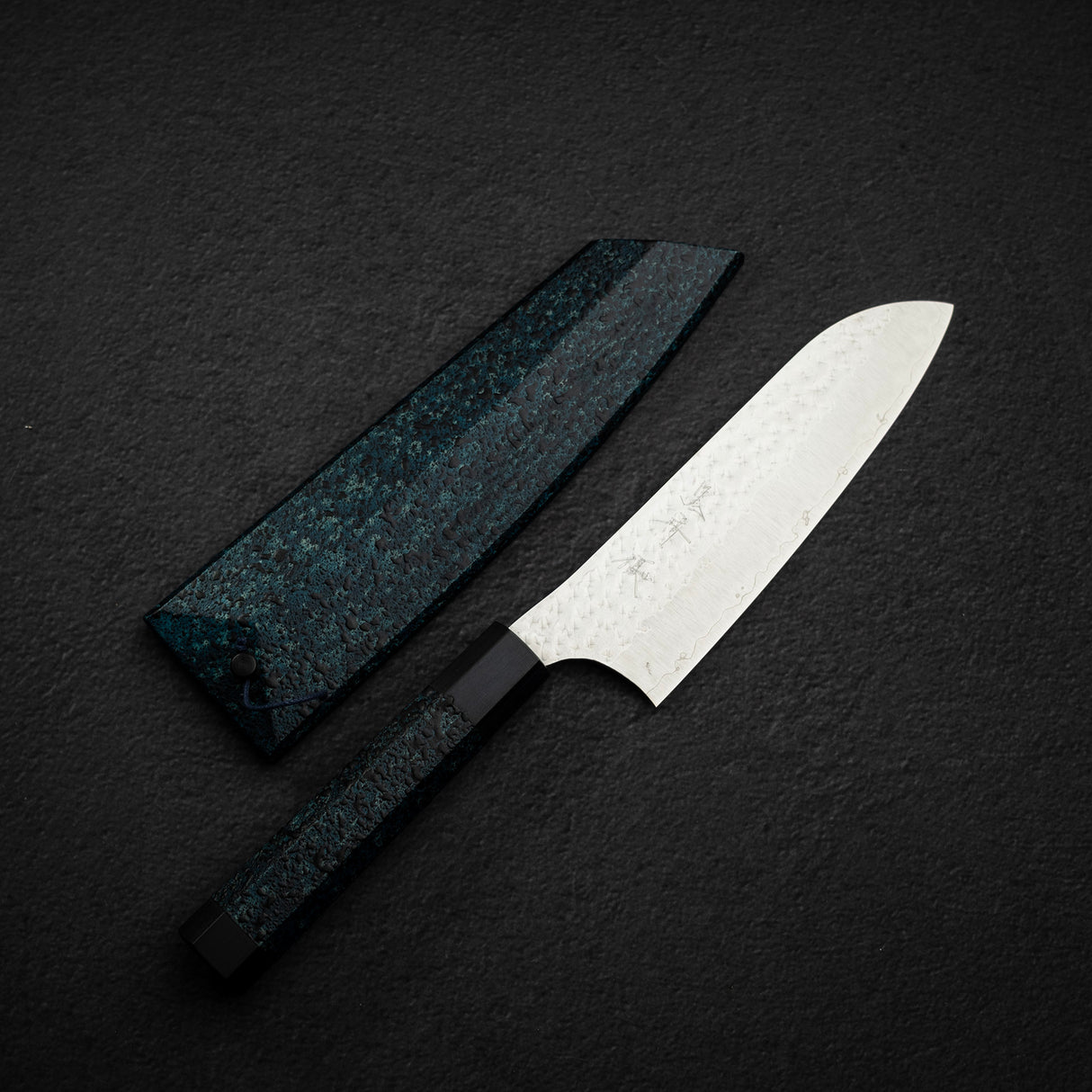 Kurosaki Senko (閃光) Ei SG2 Santoku 165mm Ai Tenmoku Handle & Saya