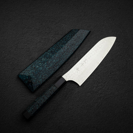 Kurosaki Senko (閃光) Ei SG2 Santoku 165mm Ai Tenmoku Handle & Saya