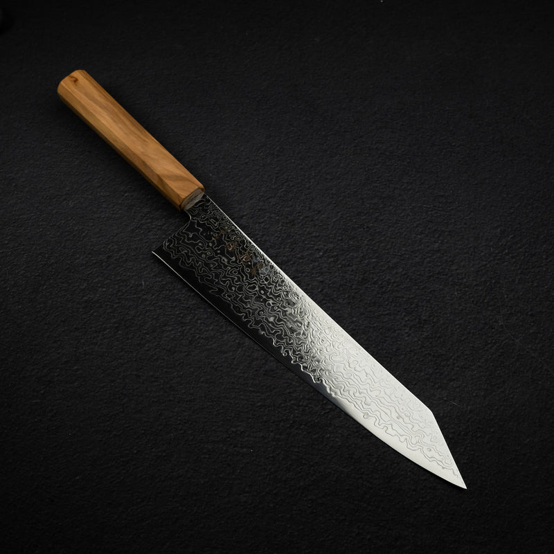 Hatsukokoro Ryuhyo SG2 Damascus K tip Gyuto 240mm Olivewood Handle