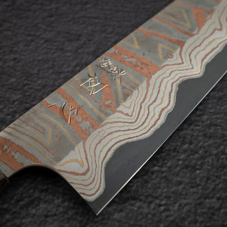 初心 x Nigara Irodori Blue 2 彩虹大馬士革 三德 180mm