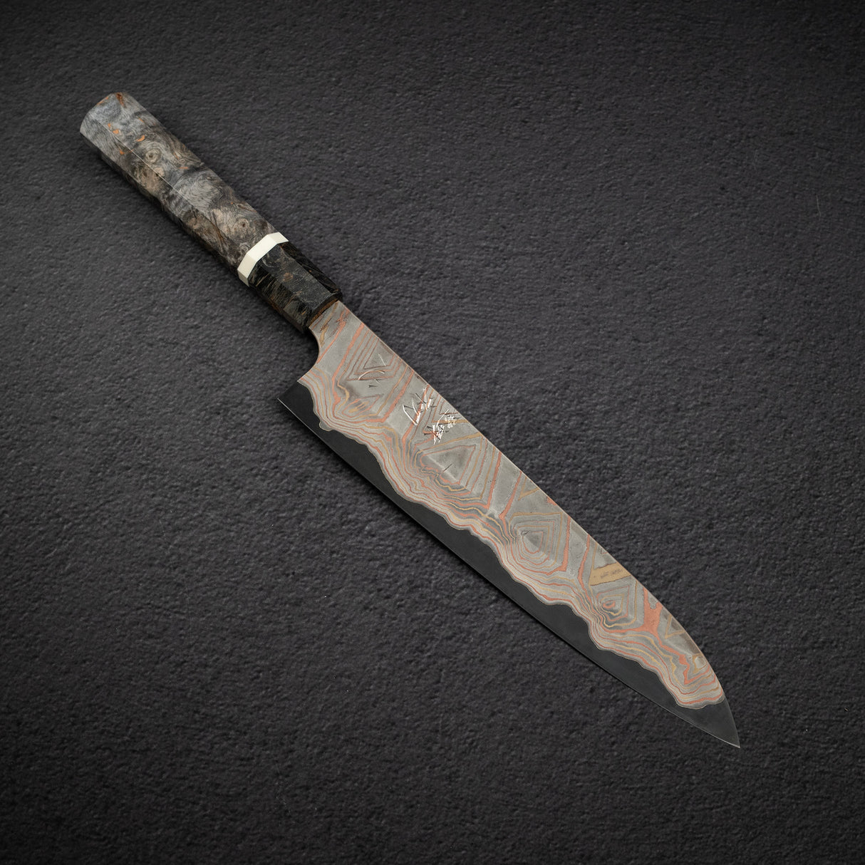 二唐 彩 青鋼二號 彩虹 大馬士革 牛刀 240mm 初心作
