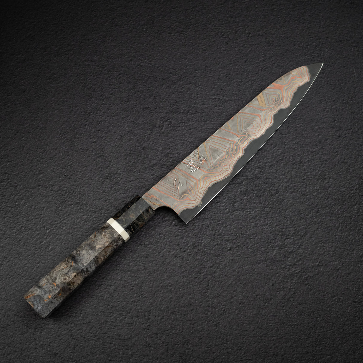 二唐 彩 青鋼二號 彩虹 大馬士革 牛刀 240mm 初心作