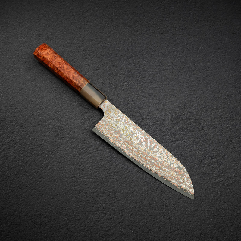 Takeshi Saji VG10 Rainbow Damascus Etched Santoku 165mm