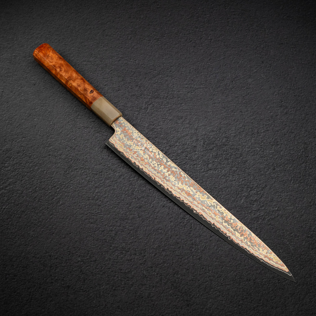 Hatsukokoro Hinotori V-Toku 2 Sujihiki 270mm Rainbow Damascus Finish