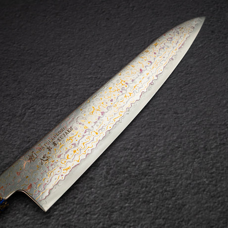 Hatsukokoro Kujaku V-Toku-2 Gyuto 210mm Rainbow Damascus Finish Purple