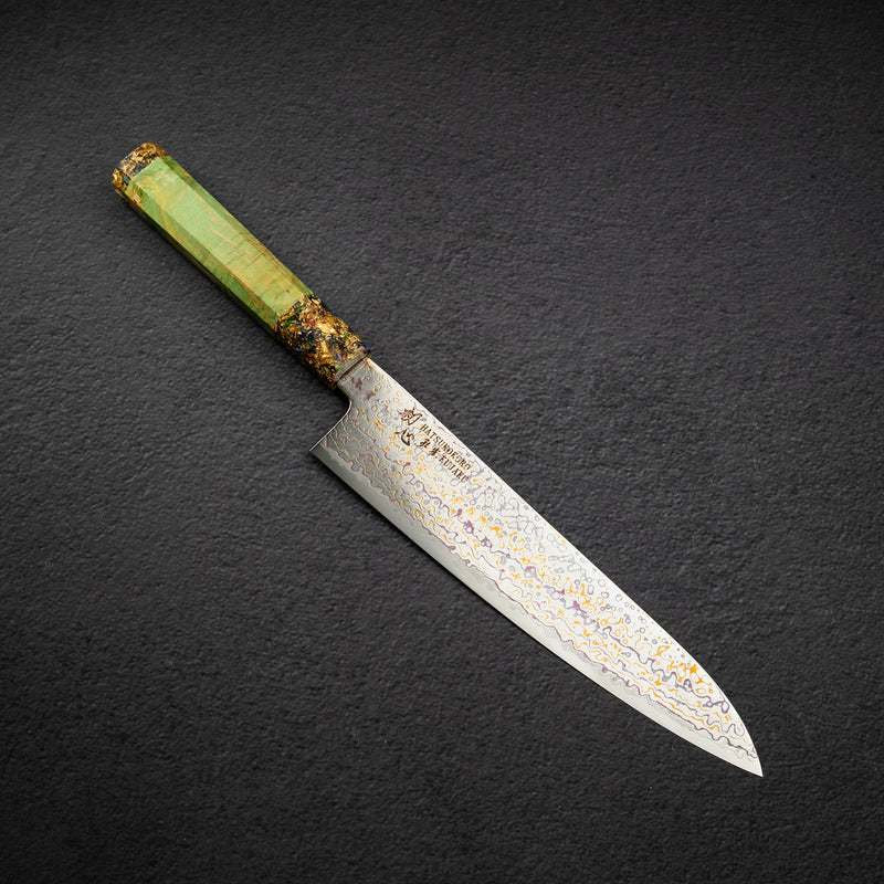 初心 孔雀 V-Toku-2 牛刀 210mm 彩虹大馬士革紋 綠色