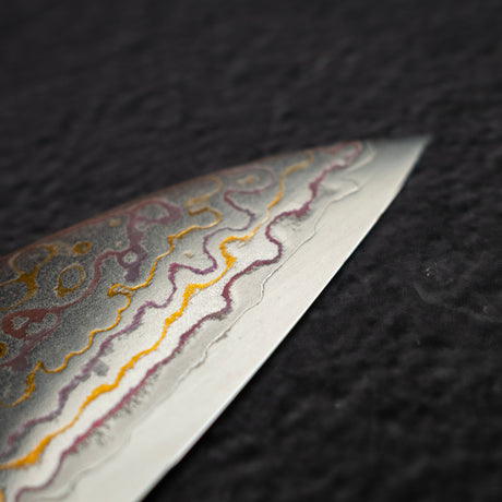 Hatsukokoro Kujaku V-Toku-2 Gyuto 210mm Rainbow Damascus Finish Green