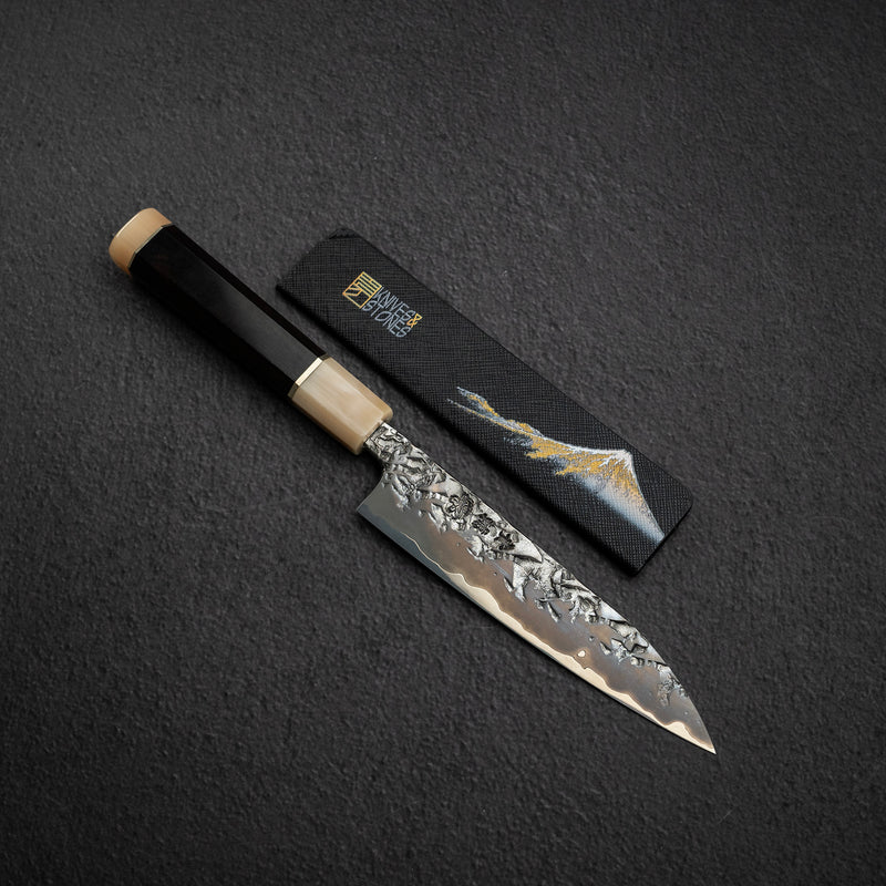 Kisuke x Xinguo ATS34 Petty Tsuchime Mirror Kasumi Finish 150mm w Knife Guard