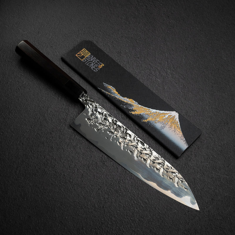 Kisuke x Xinguo ATS34 Gyuto Tsuchime Mirror Kasumi 240mm w Knife Guard