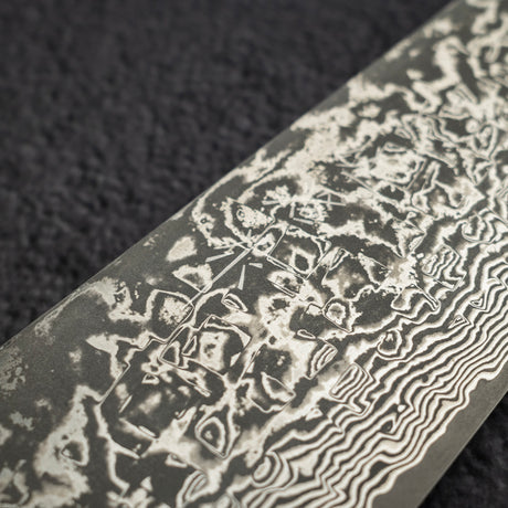 佐治武士 SG2 黑大馬士革三德刀 180mm 鐵木柄 + 非洲紫檀木鞘