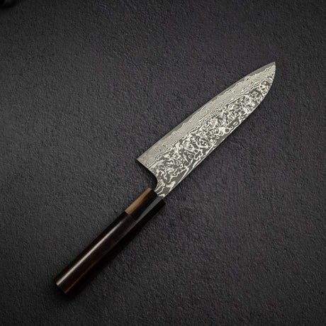 佐治武士 SG2 黑大馬士革三德刀 180mm 鐵木柄 + 非洲紫檀木鞘