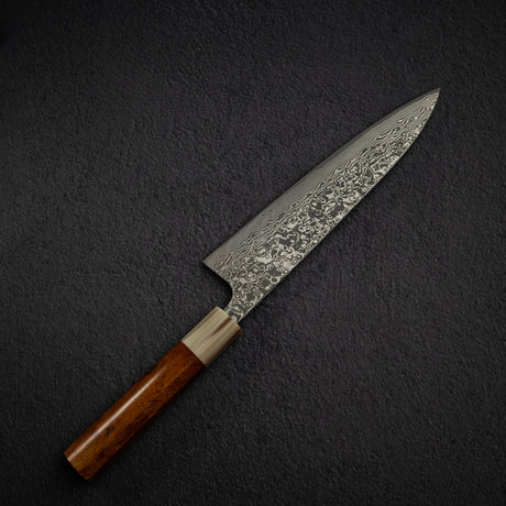 Takeshi Saji SG2 Kurozome Damascus Gyuto 210mm Ironwood Handle Wenge Saya