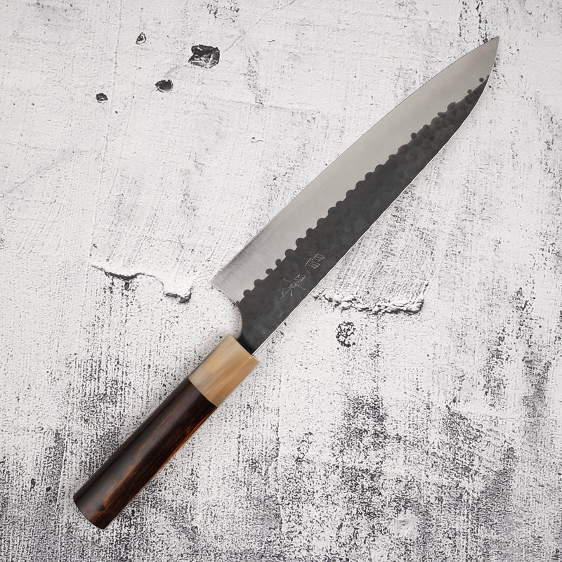 Masakage Koishi AS Gyuto 210mm Aogami Super Kurouchi Tsuchime K&S Hearted-shaped Ironwood Handle