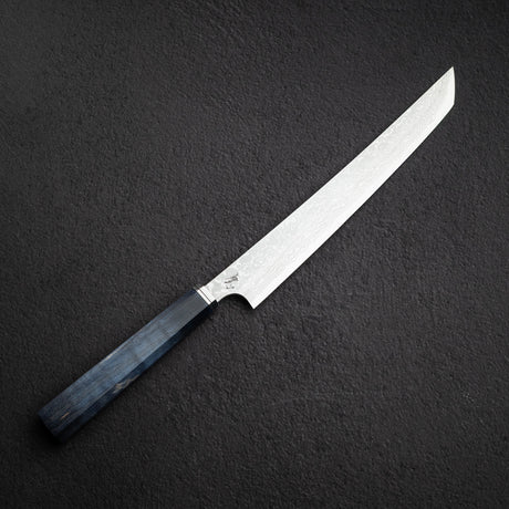 Hatsukokoro x Yoshihiro Yauji Blue 2 Damascus Sakimaru Yanagiba 270mm Old Stock