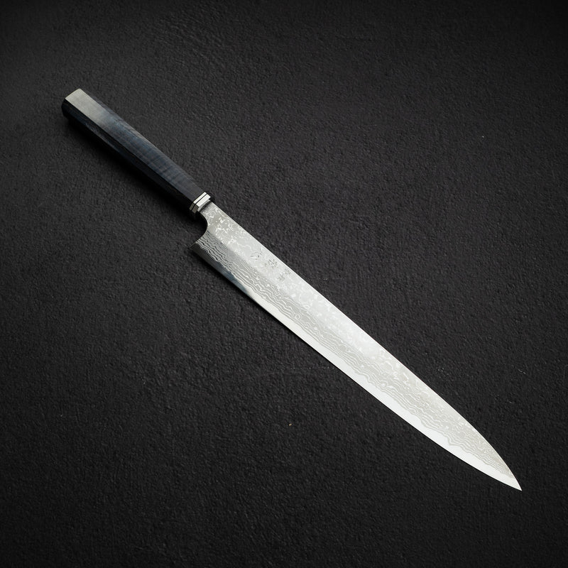 Hatsukokoro x Yoshihiro Yauji Blue 2 Damascus Yanagiba 300mm