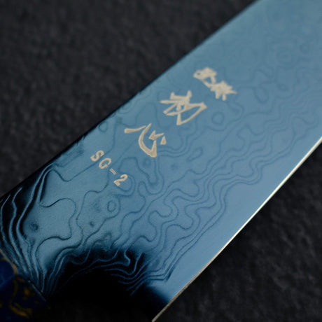 Hatsukokoro Ryuhyo SG2 Damascus Blue Petty 150mm with Urushi handle