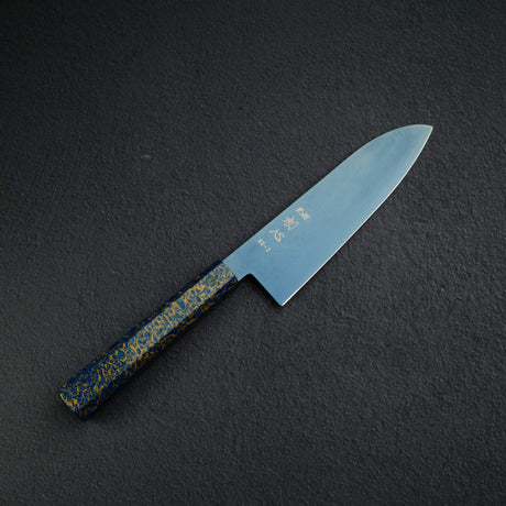 Hatsukokoro Ryuhyo SG2 Damascus Blue Santoku 180mm with Urushi handle