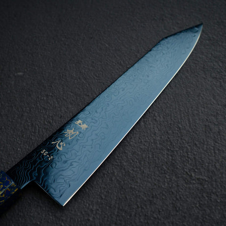 Hatsukokoro Ryuhyo SG2 Damascus Blue K-tip Gyuto 210mm with Urushi handle