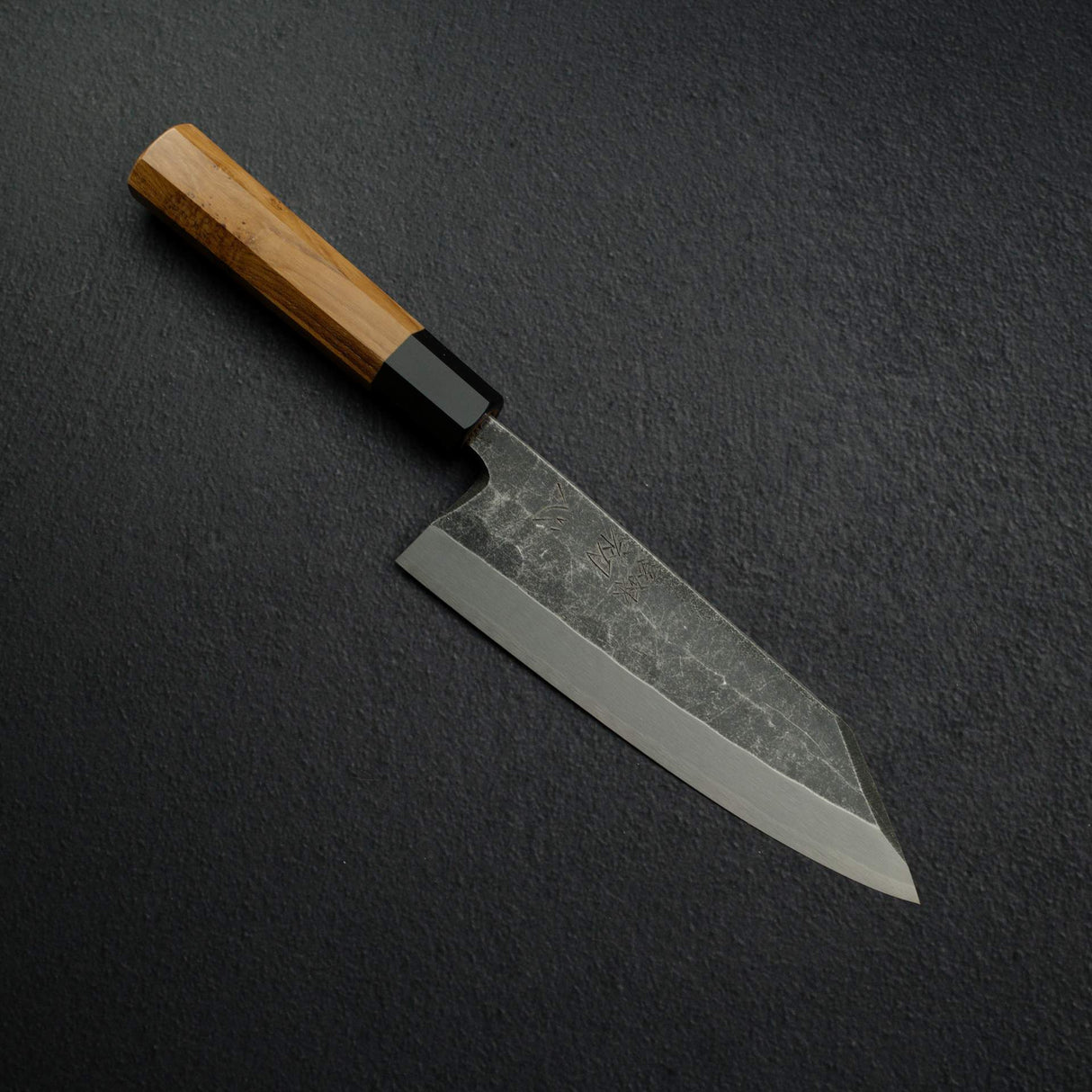 Myojin Riki x Hatsukokoro Shirasagi  Blue 2 Kurouchi K-Tip Deba 180mm
