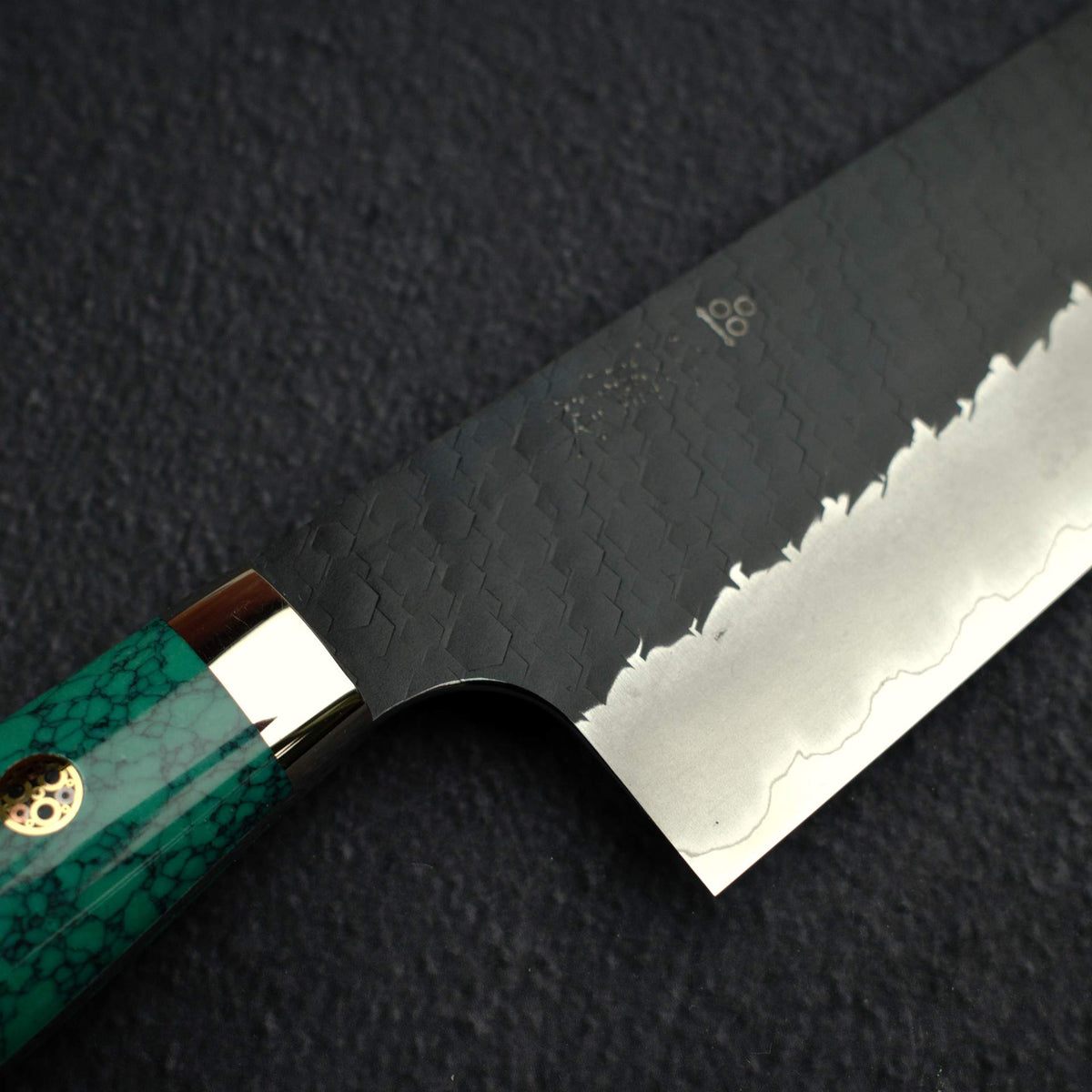 Nigara SG2 Tsuchime K-tip Nakiri 165mm Kurouchi Turquoise Handle