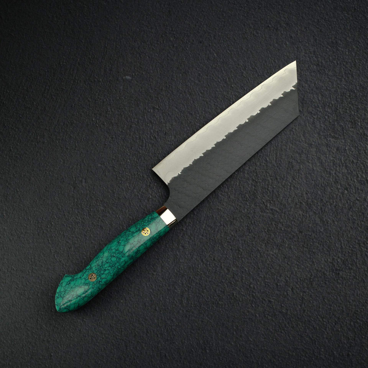 Nigara SG2 Tsuchime K-tip Nakiri 165mm Kurouchi Turquoise Handle