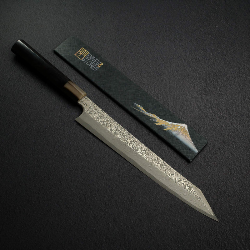 二唐 暗紋 銀三鋼 大馬士革 切付 柳刃 270 mm