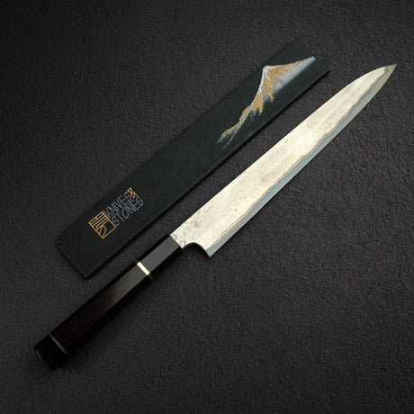Nigara Anmon Blue 2 Polished "Nejiri" Twist Bar Damascus Yanagiba 270mm