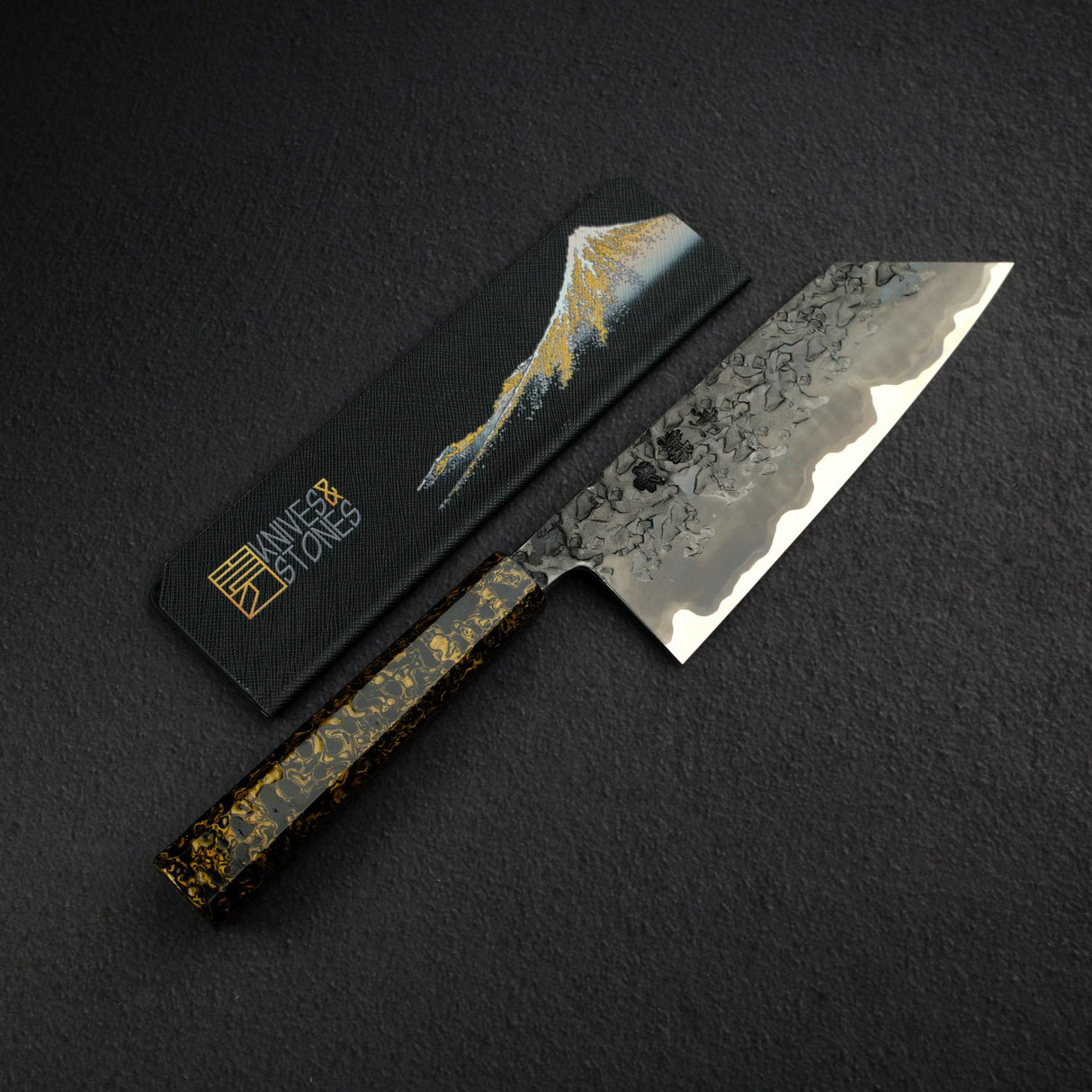Kisuke x Xinguo Blue 1 Tsuchime Bunka 180mm w/ Magnetic Guard Urushi Handle