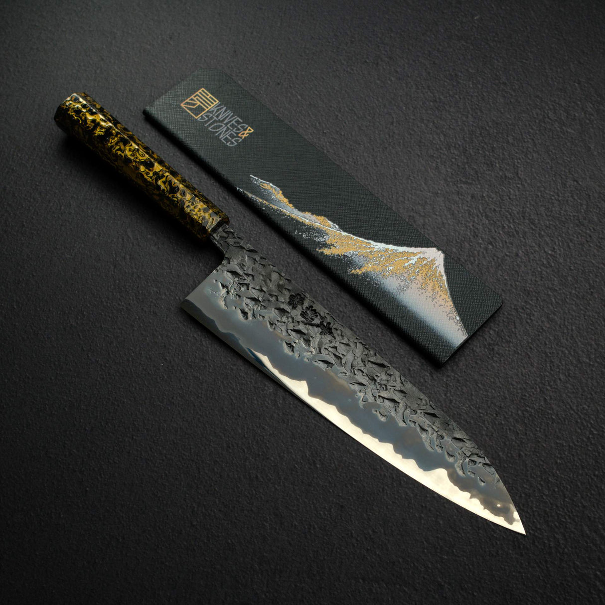 Kisuke x Xinguo Blue 1 Tsuchime Gyuto 240mm w/ Magnetic Guard & Urushi Handle