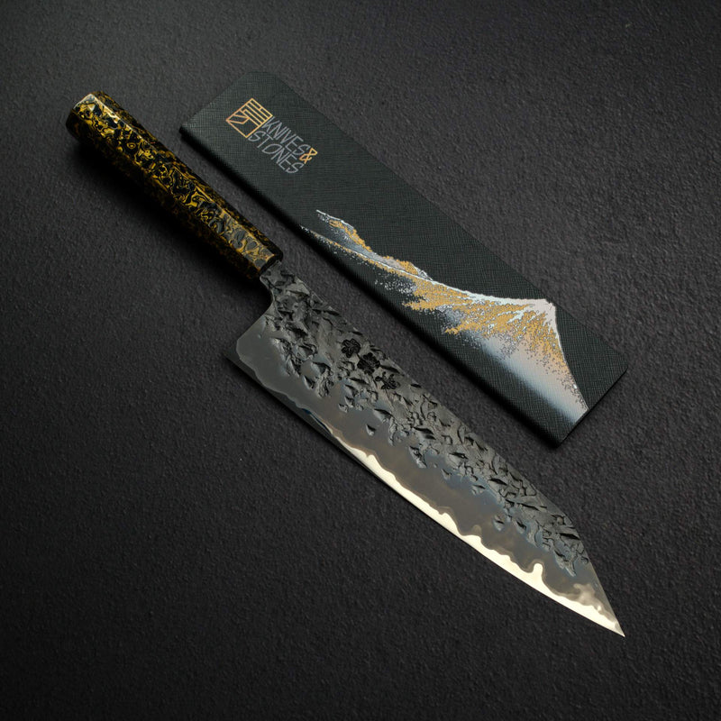 Kisuke x Xinguo Blue 1 Tsuchime K-tip Gyuto 240mm w/ Magnetic Guard & Urushi Handle