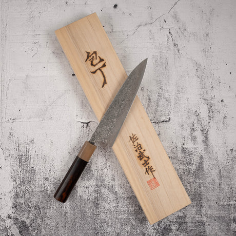 Takeshi Saji SG2 Black Damascus Gyuto 180mm Heart-shaped Ironwood Handle