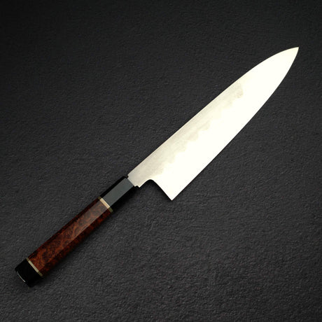 XINGUO Aogami Super Honyaki Gyuto 240mm Double Spacer Amboyna Burl Handle with Saya