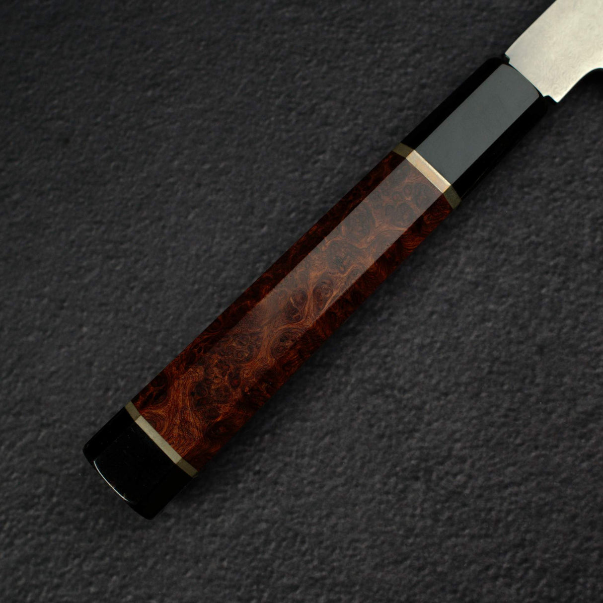 XINGUO Aogami Super Honyaki Gyuto 240mm Double Spacer Amboyna Burl Handle with Saya