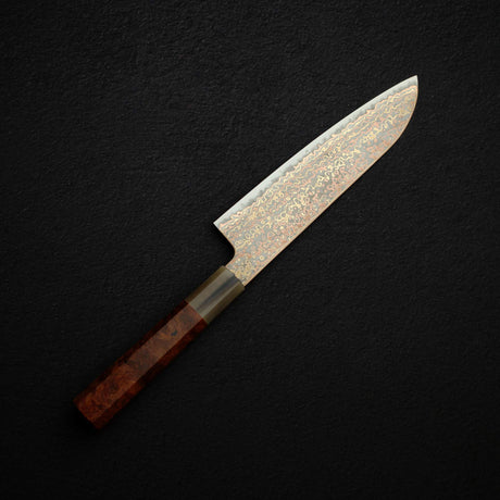 Hatsukokoro Hinotori V-Toku 2 Santoku 180mm Rainbow Damascus finish